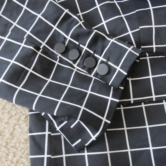 Forever 21 Single Button Blazer Jacket Womens Size Large Black White Check Coat - Picture 2 of 6